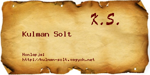 Kulman Solt névjegykártya